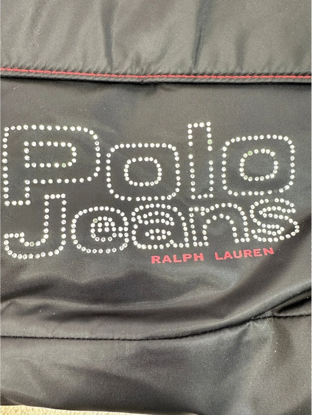 Polo Ralph Lauren Rhinestone Bling Nylon Messenger Bag Adjustable Strap Vintage